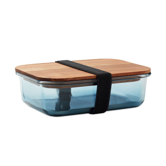 Lunch box en verre 800 ml personnalisée Vitrio Lunch Bleu transparent
